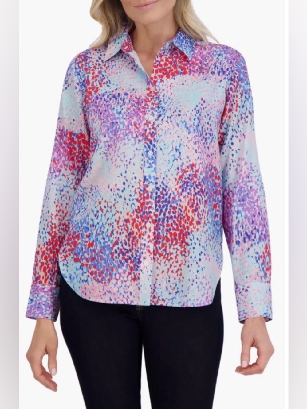 Foxcroft Multicolor Speckled Button-Down Shirt Size XL